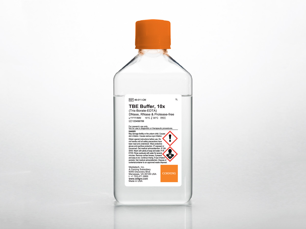 Corning® 1L 10x TBE Buffer, Liquid, pH 8.4 ± 0.1 RNase-DNase- and protease-free